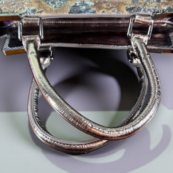 Sharif Leather & Calf Hair On SAMPLE Lion's Gate Satchel Shoulder Bag Like New - Picture 9 of 16